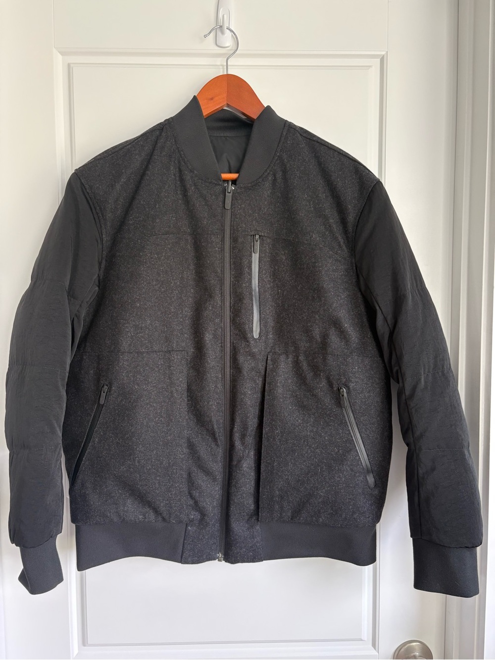 Lululemon Women’s Roam Far Bomber jacket in wool and down filled.